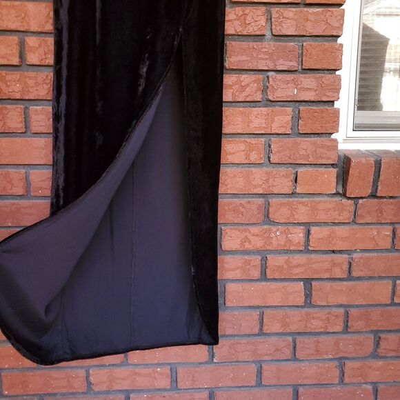 Vintage Roberta Black Velvet Maxi Dress 26" Waist White Bow Beaded Lace - Picture 6 of 14